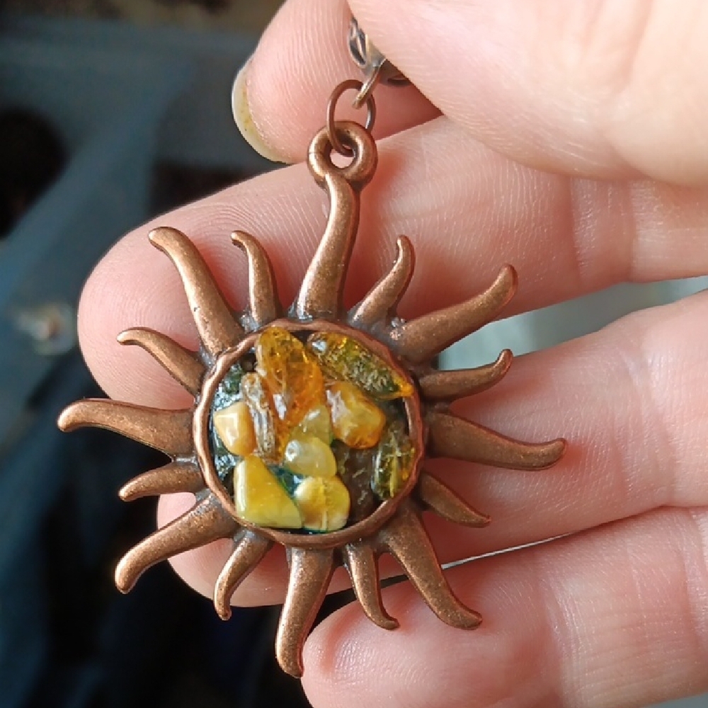 Amber Solar Copper Pendant